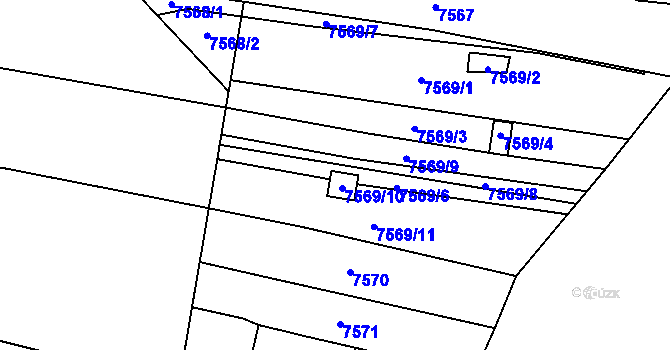Parcela st. 7569/5 v KÚ Židenice, Katastrální mapa