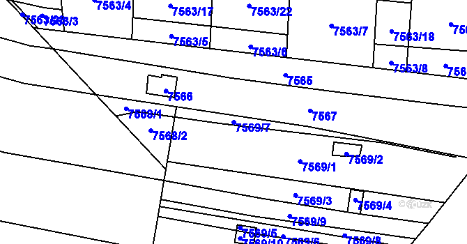 Parcela st. 7569/7 v KÚ Židenice, Katastrální mapa