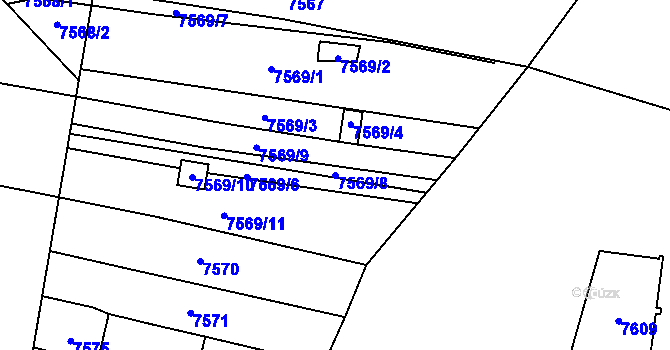 Parcela st. 7569/8 v KÚ Židenice, Katastrální mapa
