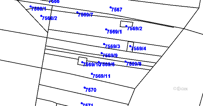 Parcela st. 7569/9 v KÚ Židenice, Katastrální mapa