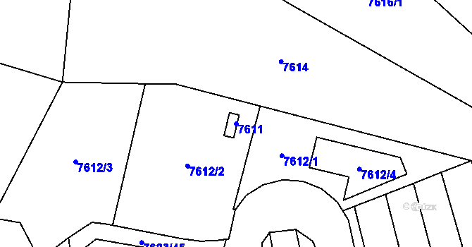 Parcela st. 7611 v KÚ Židenice, Katastrální mapa