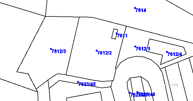 Parcela st. 7612/2 v KÚ Židenice, Katastrální mapa