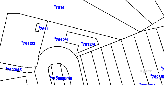 Parcela st. 7612/4 v KÚ Židenice, Katastrální mapa
