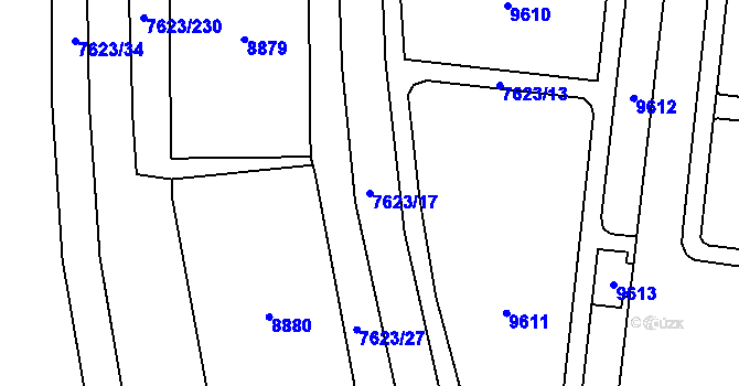 Parcela st. 7623/17 v KÚ Židenice, Katastrální mapa