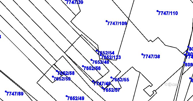 Parcela st. 7652/54 v KÚ Židenice, Katastrální mapa