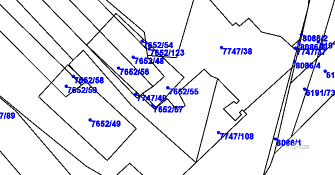 Parcela st. 7652/55 v KÚ Židenice, Katastrální mapa
