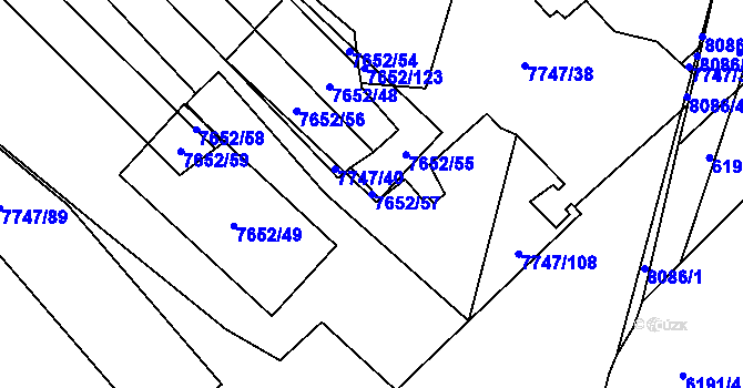 Parcela st. 7652/57 v KÚ Židenice, Katastrální mapa