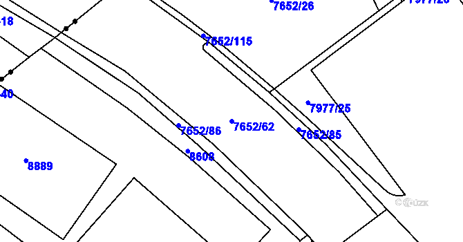 Parcela st. 7652/62 v KÚ Židenice, Katastrální mapa