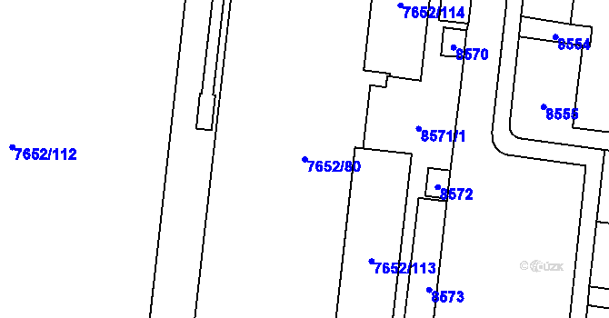 Parcela st. 7652/80 v KÚ Židenice, Katastrální mapa