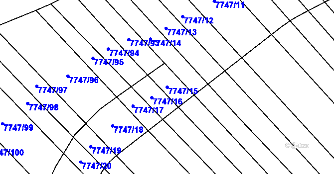 Parcela st. 7747/15 v KÚ Židenice, Katastrální mapa