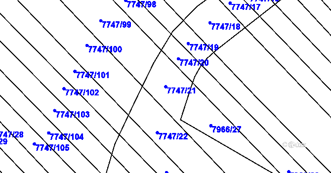 Parcela st. 7747/21 v KÚ Židenice, Katastrální mapa