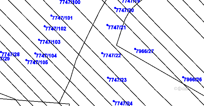 Parcela st. 7747/22 v KÚ Židenice, Katastrální mapa