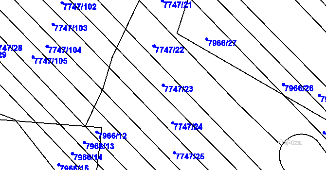 Parcela st. 7747/23 v KÚ Židenice, Katastrální mapa