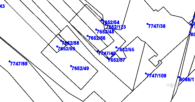 Parcela st. 7747/40 v KÚ Židenice, Katastrální mapa