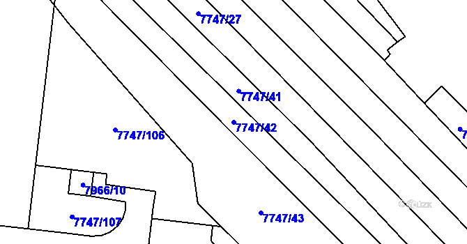 Parcela st. 7747/42 v KÚ Židenice, Katastrální mapa