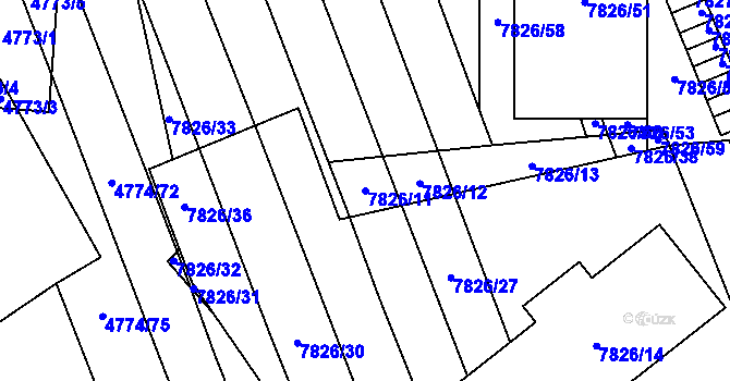 Parcela st. 7826/11 v KÚ Židenice, Katastrální mapa