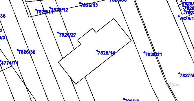 Parcela st. 7826/14 v KÚ Židenice, Katastrální mapa