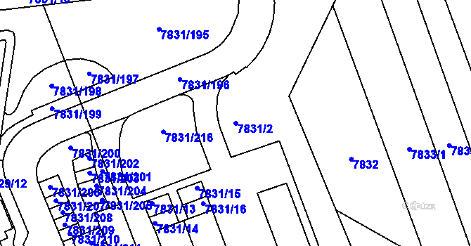 Parcela st. 7831/2 v KÚ Židenice, Katastrální mapa