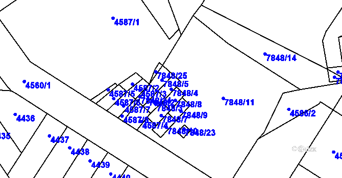 Parcela st. 7848/4 v KÚ Židenice, Katastrální mapa