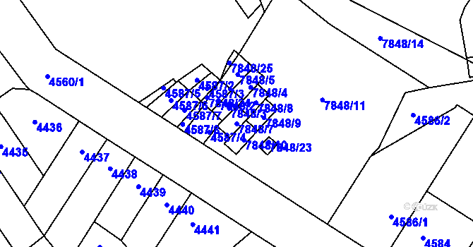 Parcela st. 7848/7 v KÚ Židenice, Katastrální mapa