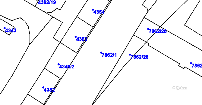 Parcela st. 7862/1 v KÚ Židenice, Katastrální mapa