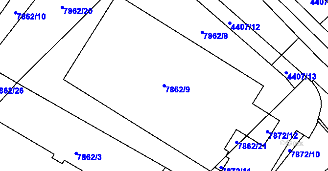 Parcela st. 7862/9 v KÚ Židenice, Katastrální mapa