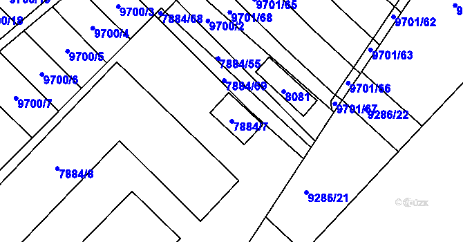 Parcela st. 7884/7 v KÚ Židenice, Katastrální mapa