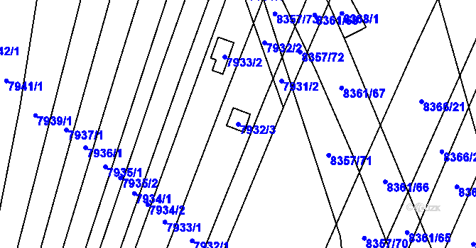 Parcela st. 7932/3 v KÚ Židenice, Katastrální mapa
