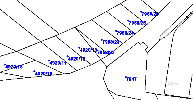 Parcela st. 7958/22 v KÚ Židenice, Katastrální mapa