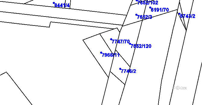 Parcela st. 7966/11 v KÚ Židenice, Katastrální mapa