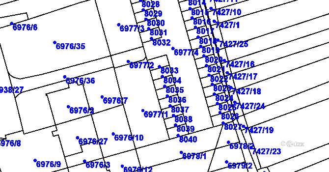 Parcela st. 8035 v KÚ Židenice, Katastrální mapa
