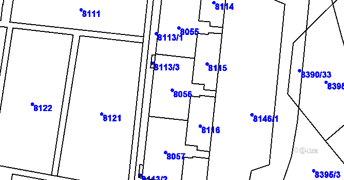 Parcela st. 8056 v KÚ Židenice, Katastrální mapa