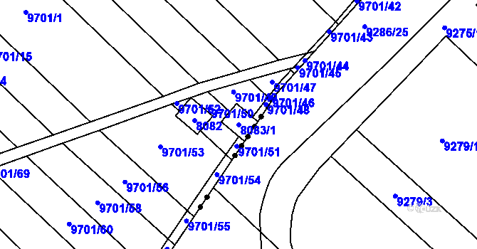 Parcela st. 8083/1 v KÚ Židenice, Katastrální mapa