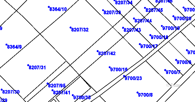 Parcela st. 8207/42 v KÚ Židenice, Katastrální mapa