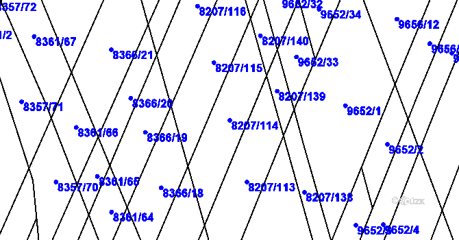 Parcela st. 8207/114 v KÚ Židenice, Katastrální mapa