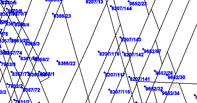 Parcela st. 8207/118 v KÚ Židenice, Katastrální mapa