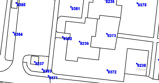 Parcela st. 8236 v KÚ Židenice, Katastrální mapa