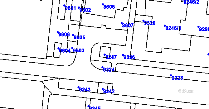 Parcela st. 8247 v KÚ Židenice, Katastrální mapa
