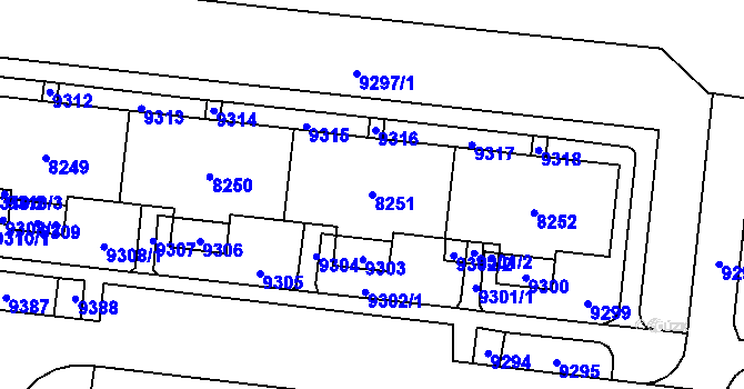 Parcela st. 8251 v KÚ Židenice, Katastrální mapa