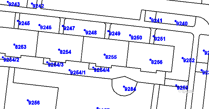 Parcela st. 8255 v KÚ Židenice, Katastrální mapa