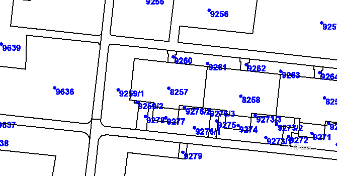Parcela st. 8257 v KÚ Židenice, Katastrální mapa
