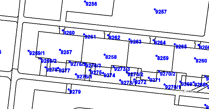 Parcela st. 8258 v KÚ Židenice, Katastrální mapa