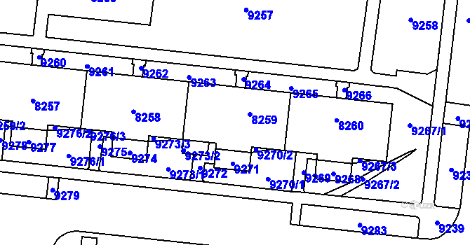 Parcela st. 8259 v KÚ Židenice, Katastrální mapa