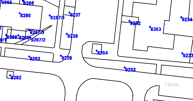 Parcela st. 8264 v KÚ Židenice, Katastrální mapa