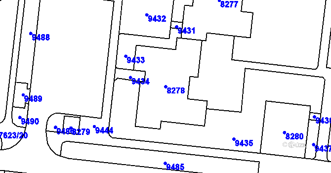 Parcela st. 8278 v KÚ Židenice, Katastrální mapa