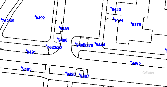 Parcela st. 8279 v KÚ Židenice, Katastrální mapa