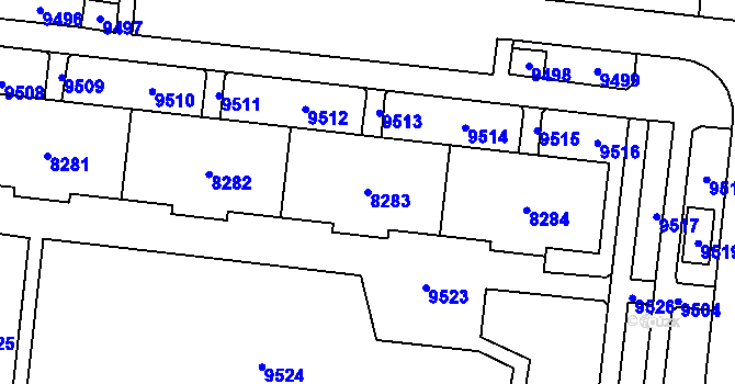 Parcela st. 8283 v KÚ Židenice, Katastrální mapa
