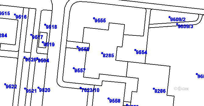 Parcela st. 8285 v KÚ Židenice, Katastrální mapa
