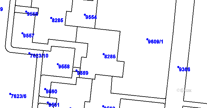 Parcela st. 8286 v KÚ Židenice, Katastrální mapa