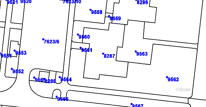 Parcela st. 8287 v KÚ Židenice, Katastrální mapa